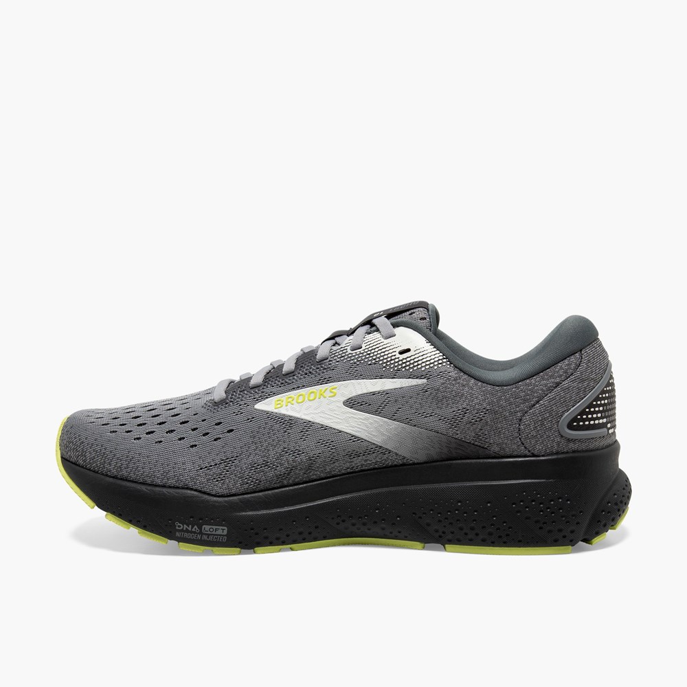 Chaussures Running Route Brooks Ghost 16 Grise Vert Clair Homme | VTU-0093653